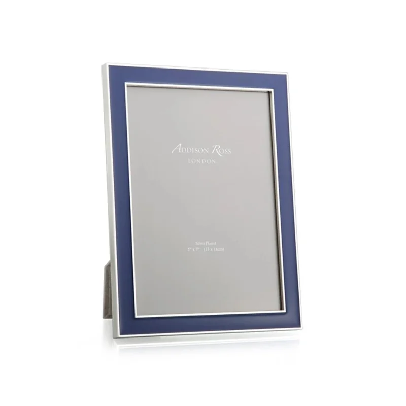 Navy Blue Enamel & Silver 5x7 Frame